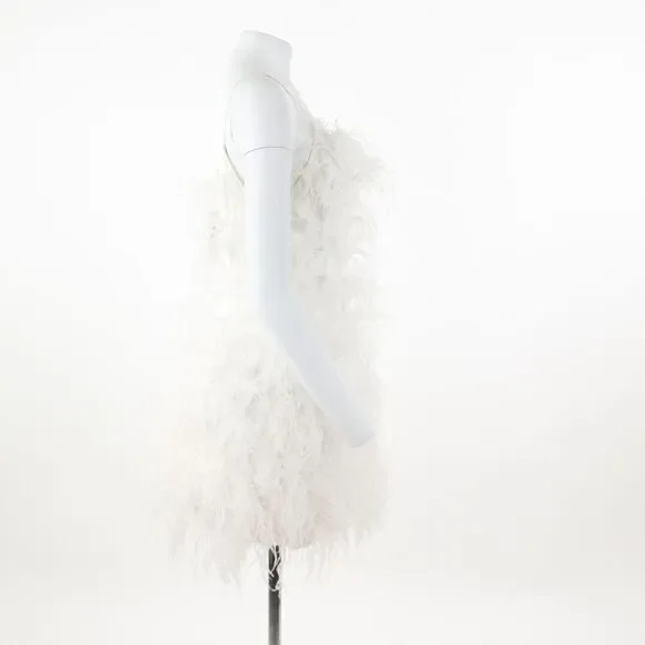 Cult Gaia Zariah Ostritch Feather Dress in Off White - Picture 5 of 5